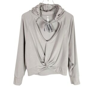 Fabletics Sydney Twist Front‎ Grey Scoop Neck Hoodie Small